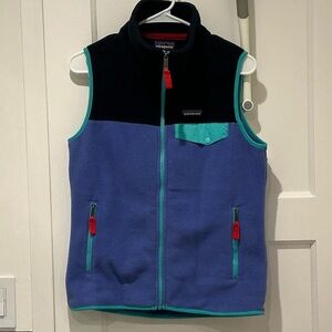 Patagonia Blue and Black Vest with Red Accents